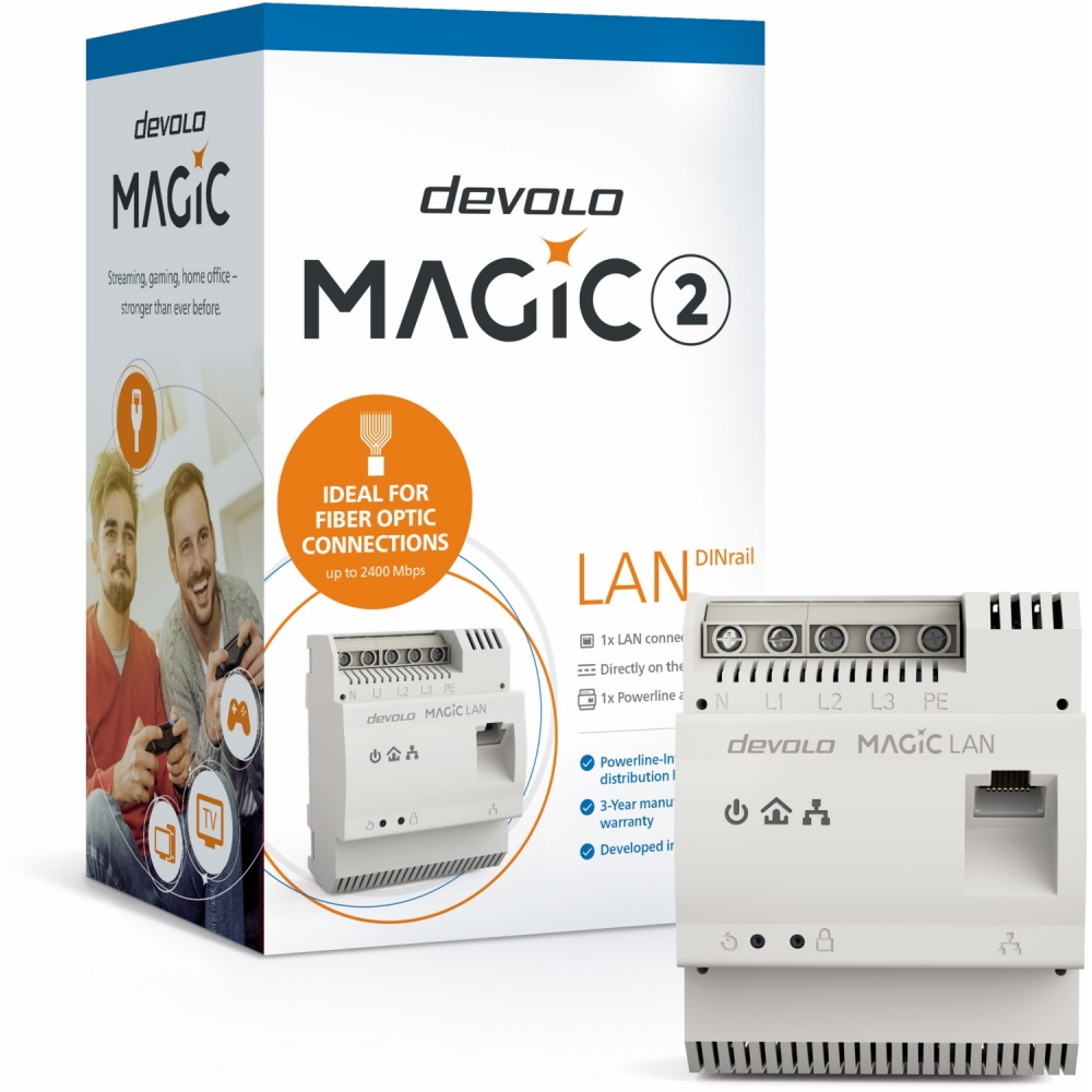 Devolo Magic 2 LAN DINrail - Powerline Adapter LAN - grau